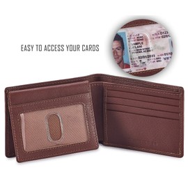 COCHOA Men's Real Leather RFID Blocking Stylish Bifold Wallet with 2 ID Window (Nappa, Tan)