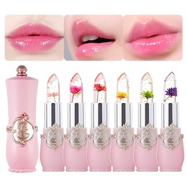 6PCS Bálsamo Labial Hidratante Transparente Labial Flor, Lápiz Labial Magic, Lápiz Labial De Gelatina De Flor, Transparente Magico Colores Que Cambian Temperatura Pintalabios