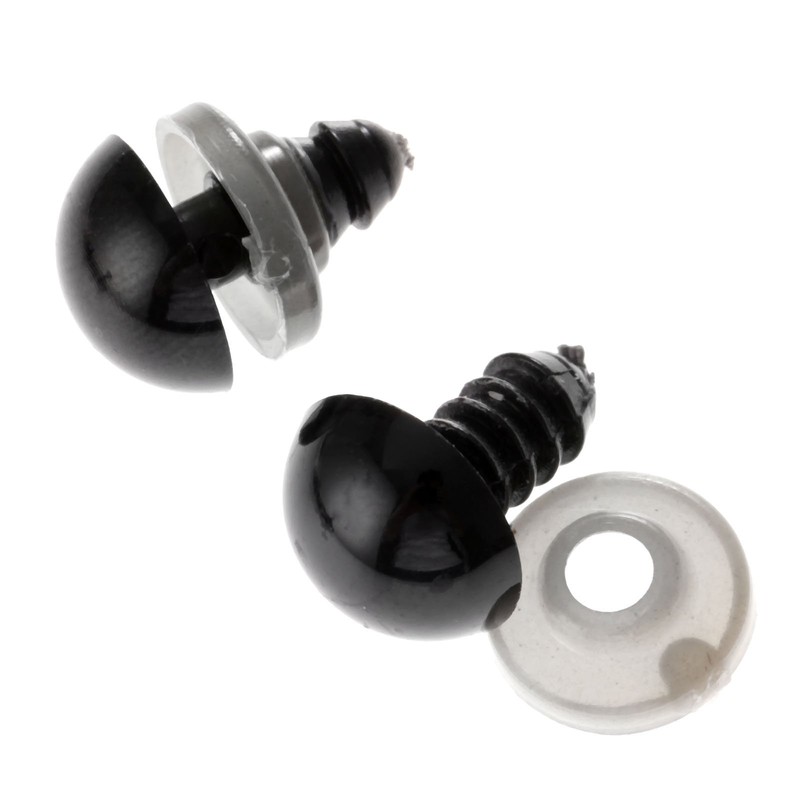 dophee 100Pcs Black Plastic Safety Eyes with Washers, Craft Eyes,