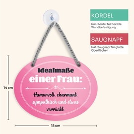 schilderkreis24 Tin Sign Funny Saying "Ideal Dimensions of a Woman" Decorative Gift Idea Man Woman 18 x 14 cm
