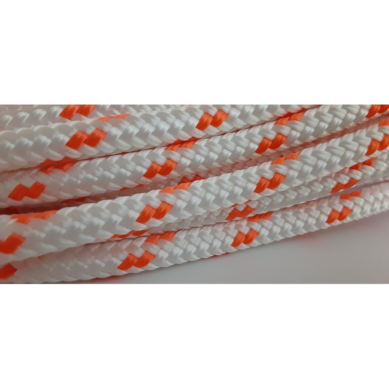 5/16 x 200 ft.Double Braid-Yacht Braid Polyester Rope Hank.White/Orange