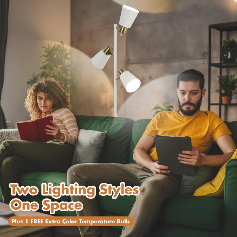 Tree Floor Lamp for Living Room, Industrial 3-Light Standing Lamp