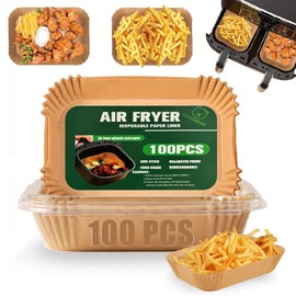 100PCS 8.6 * 5.5 Inch Rectangle Air Fryer Disposable Paper Liner,Air Fryer Cooking Paper,Non Stick Air Fryer Liner,Air Fryer Baking Paper,Oil Proof,Food Grade Baking Parchment Paper