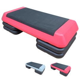 Ucootifly Exercise Aerobic Step Platform,Height-Adjustable Fitness Stepper with 4 Stackable Risers, Aerobics Workout Stepper for Home Gym Cardio Strength & Training,Red