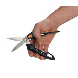 Fiskars PowerArc Heavy-Duty Utility Snip, Up to 30% More Power, Length 12cm, Heat-Treated Steel Blades/Plastic Handle, Black/Orange, 1027206