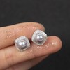 Elegant 7-8mm Sea Pearl Earrings, S925 Silver