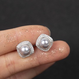 Elegant 7-8mm Sea Pearl Earrings, S925 Silver