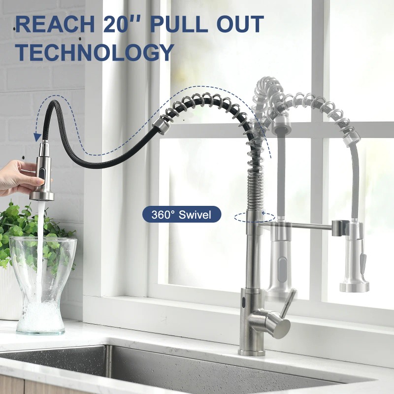 Matte Black Touchless Kitchen Faucet with Pull Down Sprayer, Motion