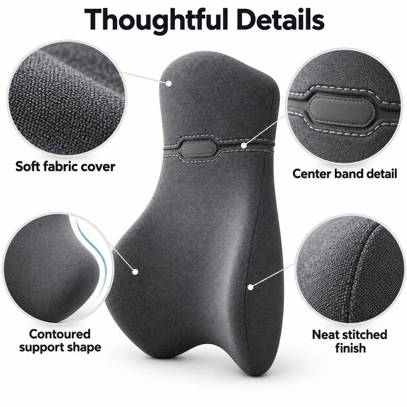 Memory Foam Lumbar Support Pillow for Office Chair, Ergonomic Backrest