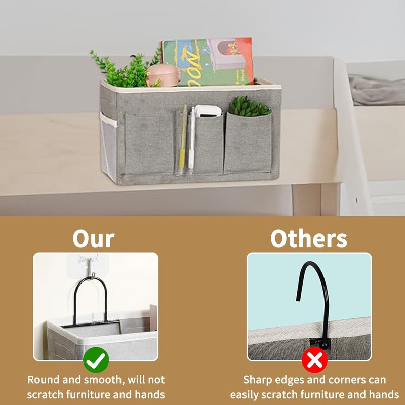 Eidoct Canvas Wall Hanging Organizer Bag with Hook, 3-pockets Waterproof