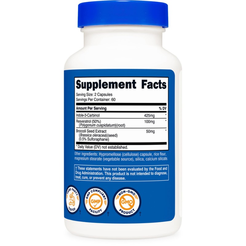 Nutricost Indole-3-Carbinol Supplement (425mg) 120 Capsules - 60 Servings