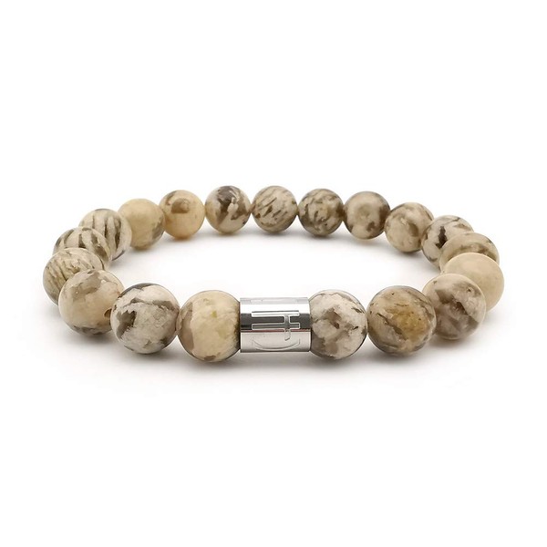 Morchic Feldspar Natural Gemstone Stretch Bracelet for Womens Mens, Genuine