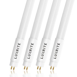 LUXRITE 4FT T5 LED Tube Lights, Type A+B, 24W=54W, 3000K Soft White, 45.78", Ballast and Ballast Bypass Compatible, Single or Double End Powered, F54T5 Fluorescent Replacement, Damp Rated (4 Pack)