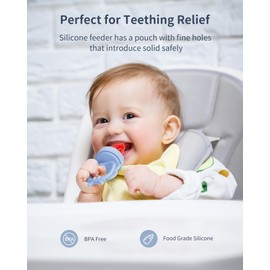 Silicone Baby Fruit Food Feeder (2 Pack) with Freezer Nibble Tray, Breastmilk Popsicle Molds for Baby Teething Relief, Silicone Feeder for Safe Infant Self Feeding, BPA Free, Dishwasher Safe, 3 Month+