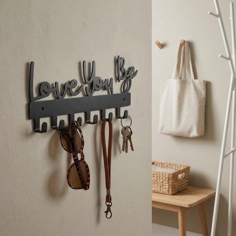Solvio Key Holder for Wall, Stylish Black Key Hangers for