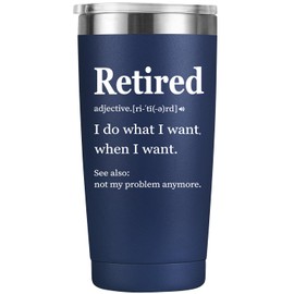 MASGALACC Retirement Gifts for Men Women Coworkers - Funny Retired 2025 Party Decorations for Coworkers, 20oz Stainless Steel Double Wall Vacuum Insulated Tumbler, Navy Blue