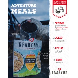 READYWISE - Adventure Meal, Veggie Chili Soup, 2 Servings, Pack of 1, Emergency Preparedness, Freeze Dried Food, MRE, Snack Pack or Emergency Food, Backpacking, Camping, Hiking, and, Survival Food