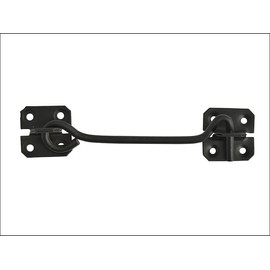 Homezone® 6" Black Galvanised Cabin Hook and Eye Garden Gate Lock Shed Door Latch Catch with Fittings Easy Install Indoor Outdoor Use Garden Patio Security Closure Durable Waterproof Weatherproof