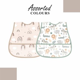 Baby Bib Wipe Clean Baby Bib Feeding Bibs with Food Scraps Catcher Pocket Soft Adjustable Snaps Feeding Bib Unisex Infant Bibs Ideal for Messy Meal Times Activities Assorted Design L35xW28cm (1Pc)