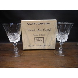 WM Dalton W.M. Dalton Verite Paterern French Lead Crystal Unit No. 1 Goblets Set of 2