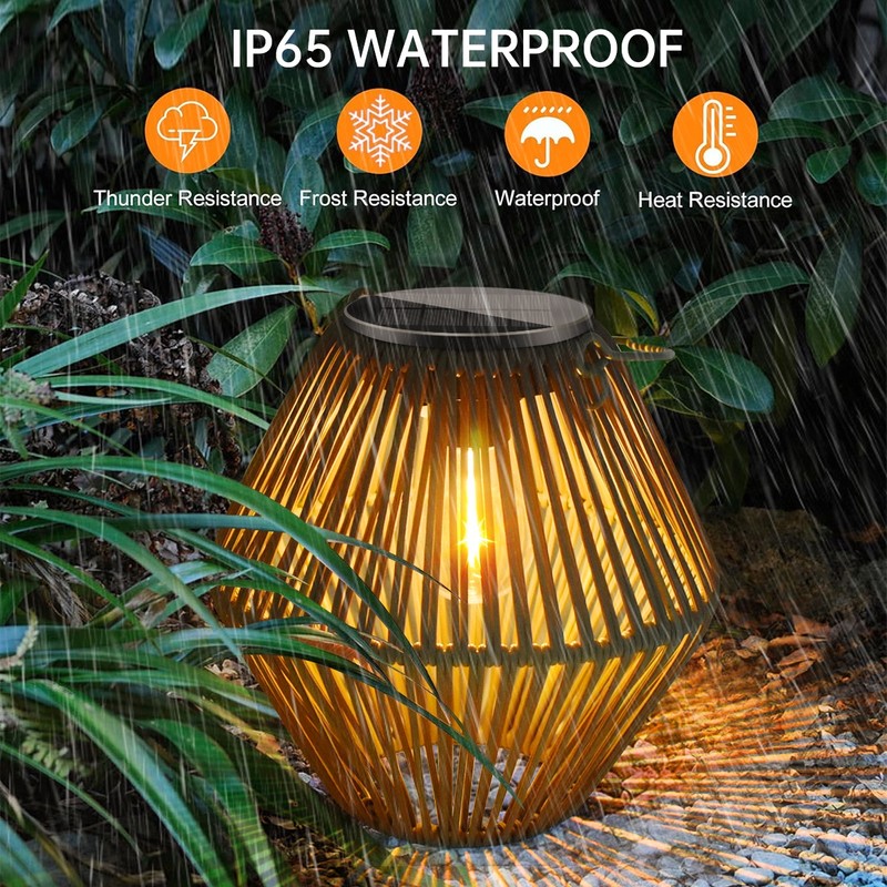 Solar Woven Hanging Lantern for Outdoor Decoration – Boho-Style LED