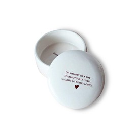 Sympathy Gift - In memory of a life so beautifully lived, a heart so deeply loved - Round Ceramic Keepsake Box