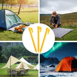 50Pcs Groundsheet Pegs, 15cm Yellow Durable Ground Sheet Plastic Heavy Duty Tent Pegs, Awning Pegs for Fixing Outdoor Tent Picnic Mat Beach Mat Garden Weed Mat