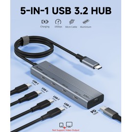 Aceele Aceele 10Gbps USB C Hub Splitter with 4*USB-C 3.2, 100W PD Charging Port, USBC to USBC Hub Multiport Adapter for MacBook Pro, iMac, iPad, iPhone 15 Pro and More(Not Support Extend Monitor)