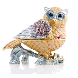 SEVENBEES Hand-painted Owl Trinket Box Hinged Figurine Collectible Ring Holder Owl Decor Jewelry Trinket Boxes