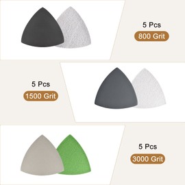 sourcing map Triangle Detail Sander Sandpaper Set 800/1500/3000 Grit 3-1/2 Inch Hook and Loop Silicon Carbide Sanding Pads 15 Pieces