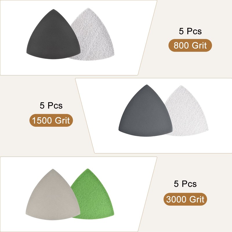 sourcing map Triangle Detail Sander Sandpaper Set 800/1500/3000 Grit 3-1/2
