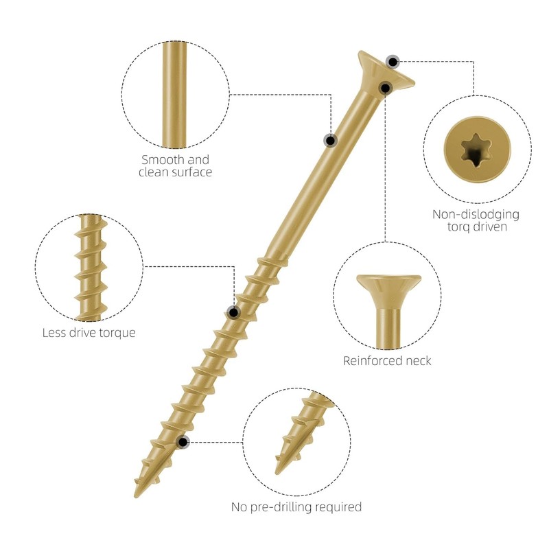 WELLOCKS #8 Deck Screws Kit, 150 PCS Tan Assortment with