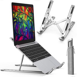 PRO Stand Compatible with Motorola ROKR Z6m Durable Adjustable Desktop Holder, Portable, up to 21" Screens and 50 pounds! [Silver]