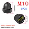 Qrity 5 Pcs Acorn Cap Nuts, M10 Black Carbon Steel