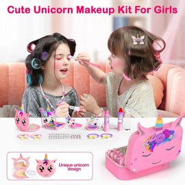 Easter Gift & Birthday Gift 2-in-1 Kids Makeup Kit & Nail Art Set with  – Washable Play Makeup for Girls 3-12, Perfect Birthday Gift