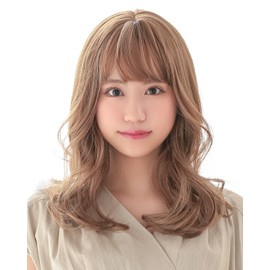 Aquadoll wg332 Wig, Medium, Full Wig, Fluffy Curl, See Through Bangs, Sheer Bangs, One Size Fits Most, CMM. Cinnamon Milk Tea, Free Size