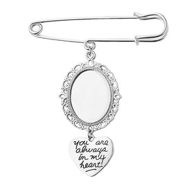 Bouquet Charms Pin for Wedding Memory DIY Pins Brooch Engraved You are Always in My Heart Photo Frame Pendant for Wedding Decor Memorial Gifts