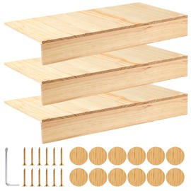 Tristcily 3 Pcs 30 x 12 Inch Wooden Wire Rack Covers for Removable Closet Decoration, Wood Shelf Covers with 6 Pcs Wood Grain Stickers for Pantry Bathroom Kitchen Shelving Upgrade(Wood Color)