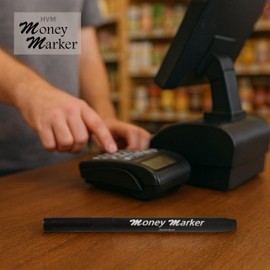 HVM Counterfeit Money Detector Pen (12 Counterfeit Pens) - Money Marker Bill Detector Pen with Upgraded Chisel Tip - Detect Fake Bills, Universal False Currency Checker Pack