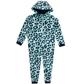 Harry Bear Leopard Print Onesie | Hooded Girls Onesie | Fluffy Onesies For Girls | Blue 9-10 Years