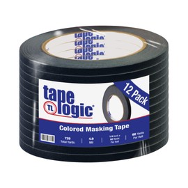 Aviditi Tape Logic 1/4 Inch x 60 Yards, General Purpose Colored Masking Tape, Black (Pack of 12) - Great for Home, Office, Arts, Crafts, DIY, Labeling and Coding