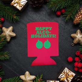 Happy Alco-Holidays! - Funny Holiday Can Cooler