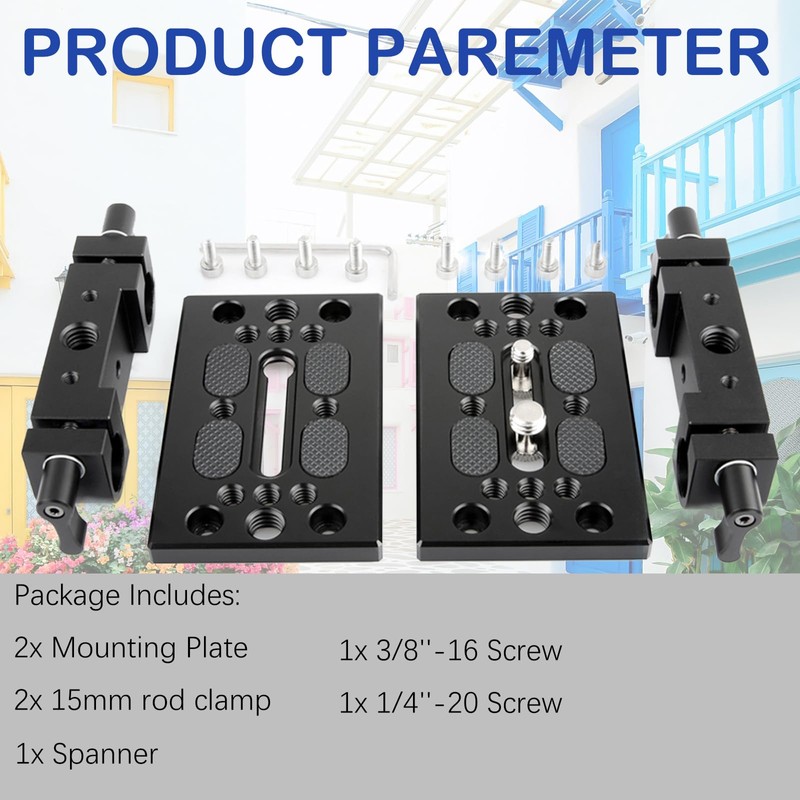 NICEYRIG Tripod Base Plate Mounting Plate with 15mm Rod Clamp