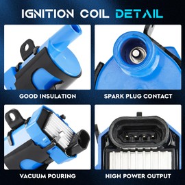 Blue Set of 8 Round Ignition Coils Pack 8 Iridum Spark Plugs 8 Wires Compatible with Chevy Silverado Buick Hummer Isuzu GMC Replace UF262, 748HH, 9748HH, 41-962