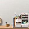 Desktop Organizer Wooden Bookshelf Pencil Holder Desk Large Capacity Office