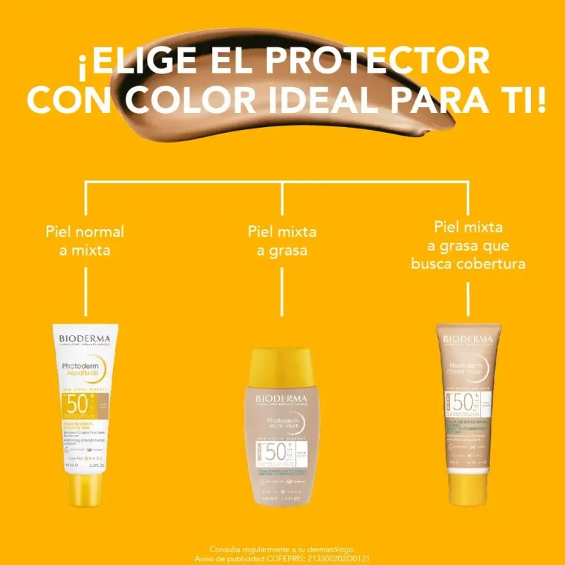 Protector solar Bioderma Photoderm FPS 50 MAX Aquafluide Tono Claro