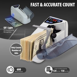 DETECK DETECK DT5 Portable Money Counter Machine with Counterfeit Detection UV/WM - Handy Currency Counting Quantity of Bills only, for Small Cash Counting Machine