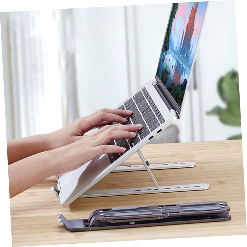 Operitacx Adjustable Aluminum Laptop Stand Foldable Portable Riser with Stable