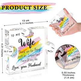 Tillskuch Gifts for Wife - Acrylic Plaque with Gift Box for Wife, Wife Birthday Gifts, Wife Thanksgiving Presents, Wife Gifts for Wedding Anniversary, Valentine's Day