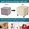HFCNMY Ottoman Cover Square,Stretch Velvet Square Thick Slipcover Washable Storage